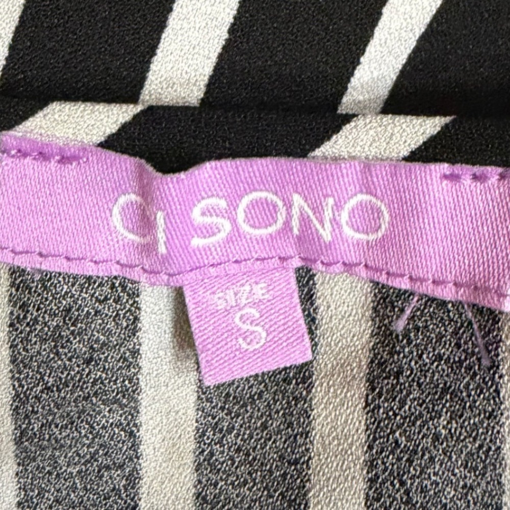 🌻3/$10 Ci Sono Black Ivory Striped Jumpsuit Spaghetti Strap Small Minimalist - Picture 8 of 9
